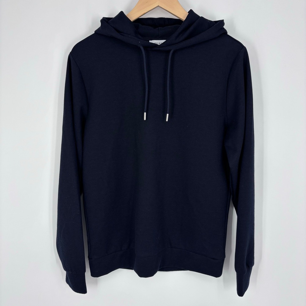Reiss Fabien Hoodie Mens S Slim Fit Navy Blue Pullover Sweatshirt Luxury